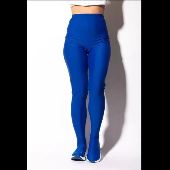 Blue All In One Lycra Stretch Legging Sneaker Pants - Picture 4 of 4